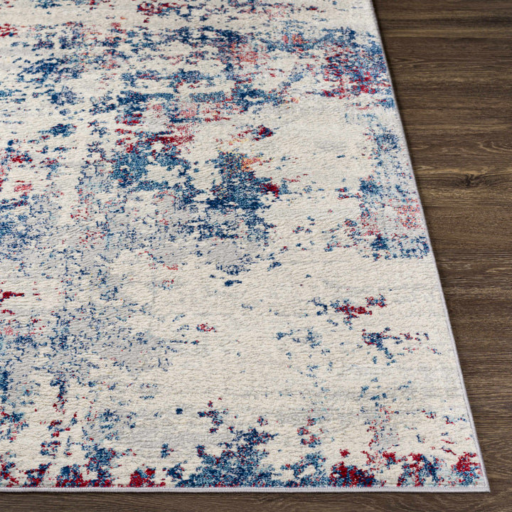 Bergvliet Modern Abstract Design Ivory And Blue Area Rug