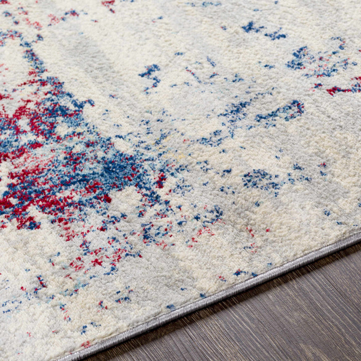 Bergvliet Modern Abstract Design Ivory And Blue Area Rug