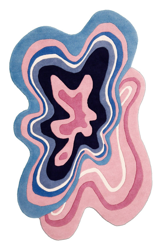 Ripple Design Rug Berry Ripple Blue And Pink Hand Tufted 4x6 Wool Area Rug – The Rug Decor
