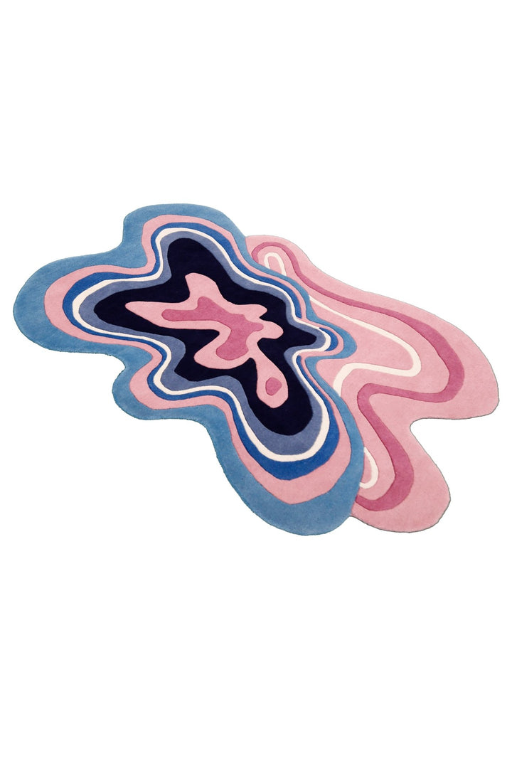 Berry Ripple Blue And Pink Hand Tufted 4x6 Wool Area Rug - The Rug Decor