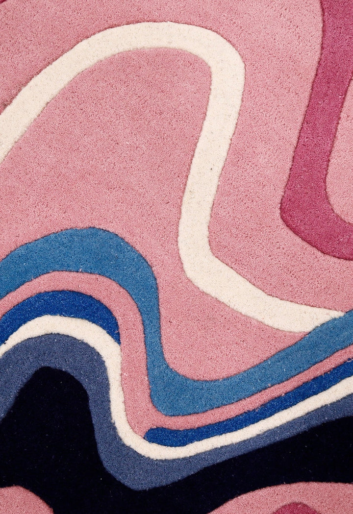 Berry Ripple Blue And Pink Hand Tufted 4x6 Wool Area Rug - The Rug Decor