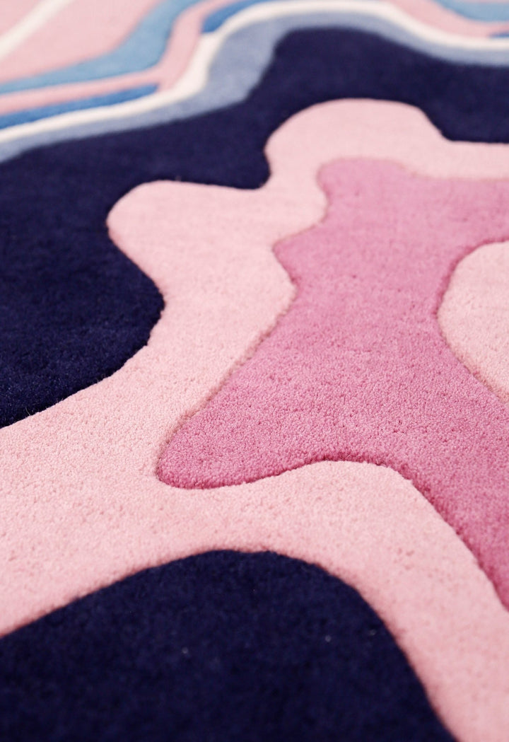 Berry Ripple Blue And Pink Hand Tufted 4x6 Wool Area Rug - The Rug Decor