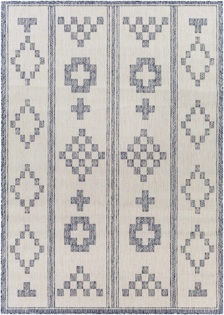 Besao Modern Tribal Design Ivory And Navy Indoor & Outdoor Rug - The Rug Decor