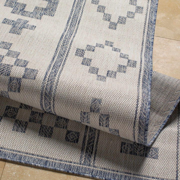 Besao Modern Tribal Design Ivory And Navy Indoor & Outdoor Rug - The Rug Decor