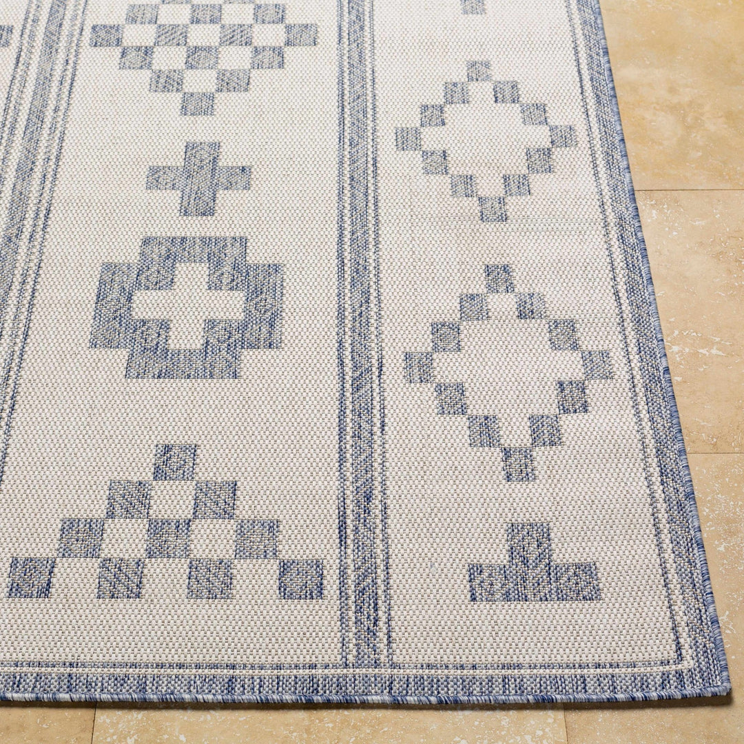 Besao Modern Tribal Design Ivory And Navy Indoor & Outdoor Rug - The Rug Decor