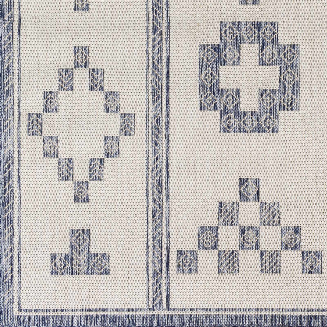 Besao Modern Tribal Design Ivory And Navy Indoor & Outdoor Rug - The Rug Decor