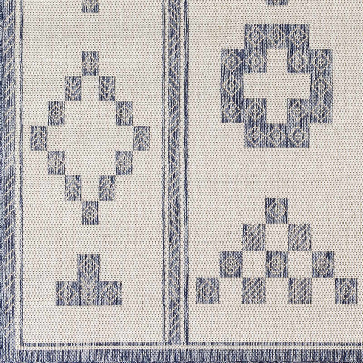 Besao Modern Tribal Design Ivory And Navy Indoor & Outdoor Rug - The Rug Decor
