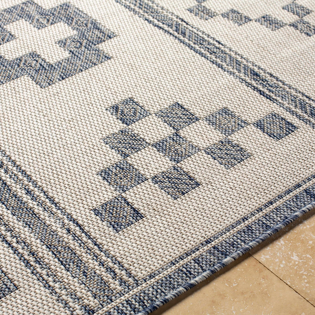 Besao Modern Tribal Design Ivory And Navy Indoor & Outdoor Rug - The Rug Decor