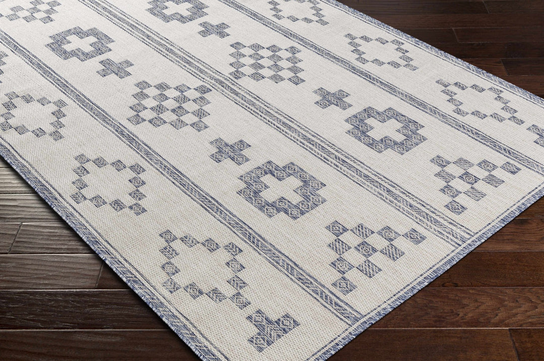Besao Modern Tribal Design Ivory And Navy Indoor & Outdoor Rug - The Rug Decor