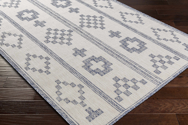Besao Modern Tribal Design Ivory And Navy Indoor & Outdoor Rug - The Rug Decor