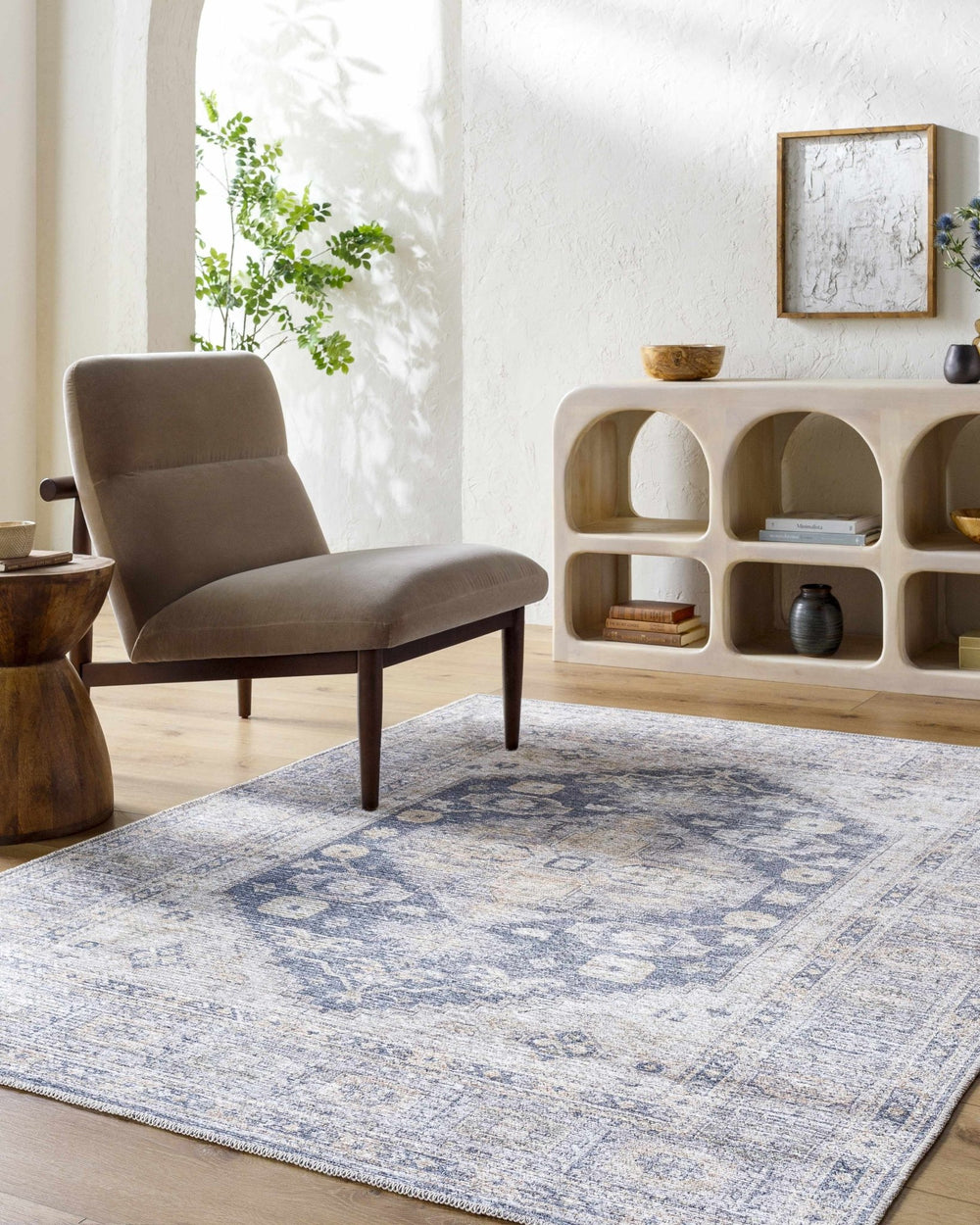 Bethan Traditional Navy And Gray Washable Area Rug - The Rug Decor