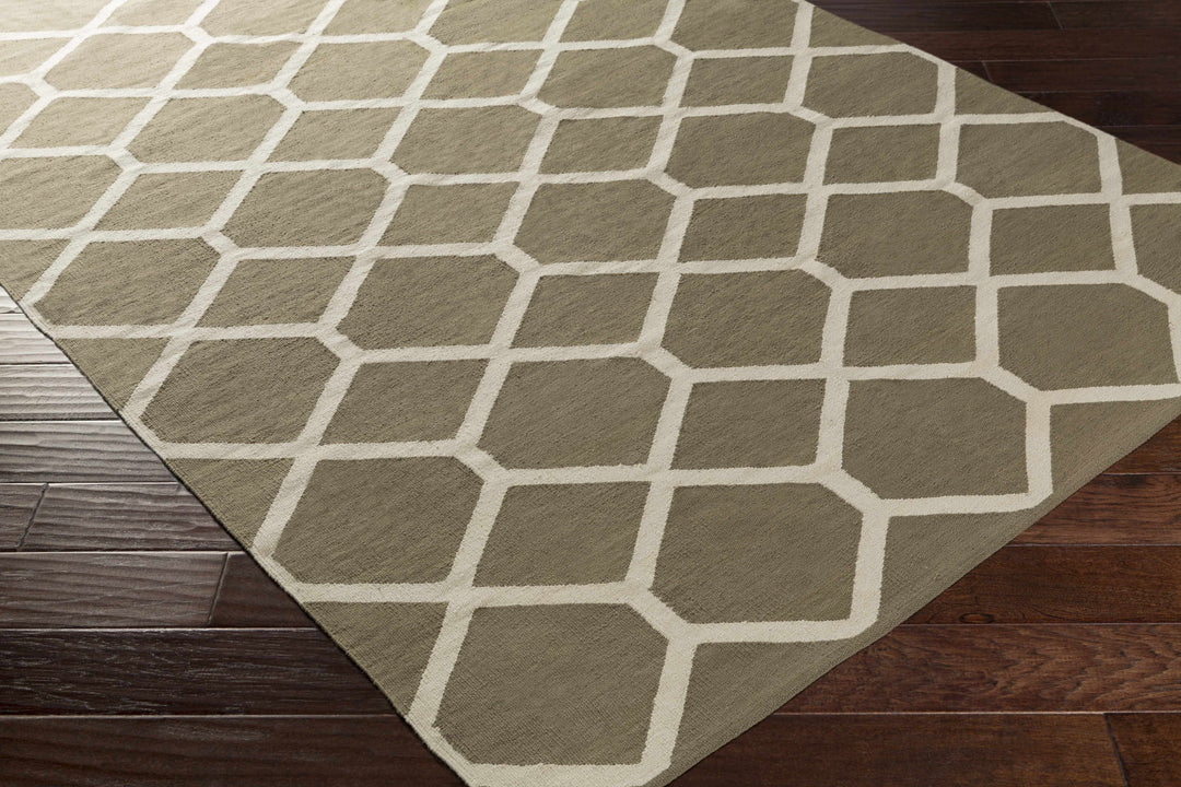 Bevington Contemporary Geometrical Taupe And Ivory Hand Woven Rug
