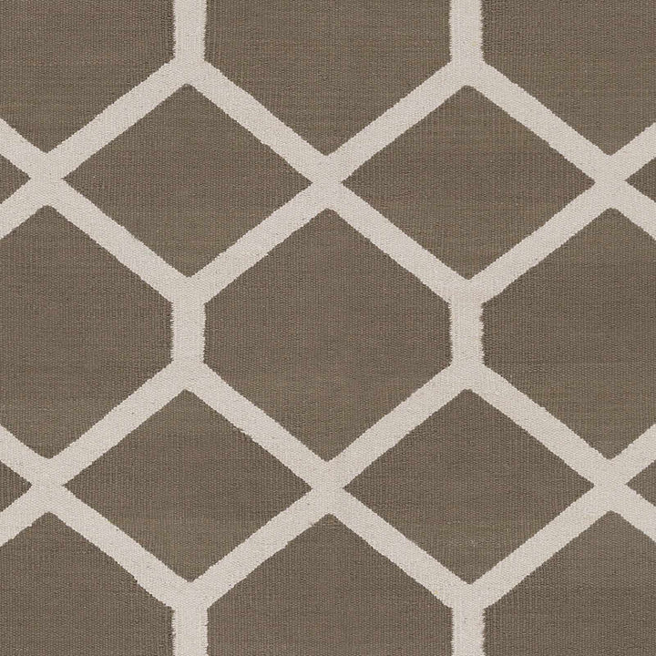 Bevington Contemporary Geometrical Taupe And Ivory Hand Woven Rug