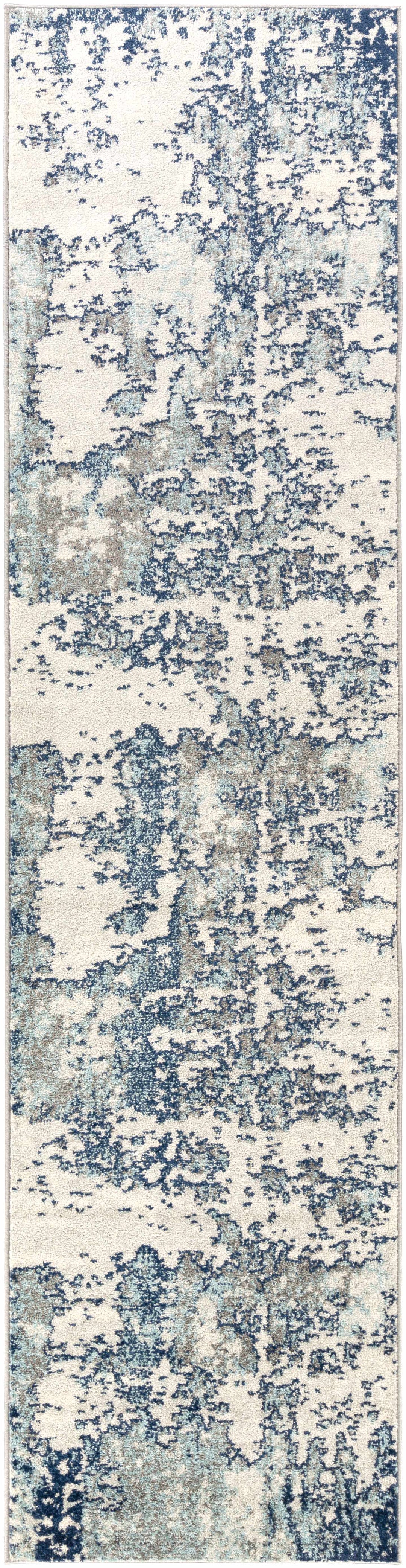 Beverly Modern Abstract Design Blue And Ivory Area Rug