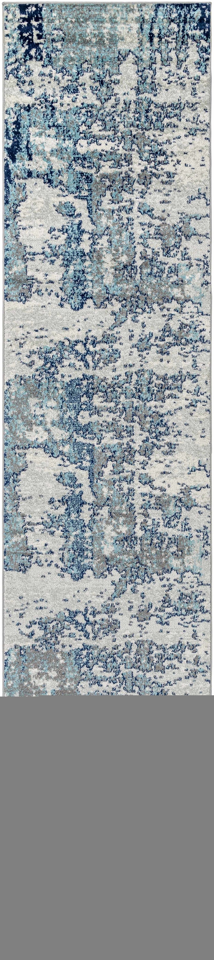 Beverly Modern Abstract Design Blue And Ivory Area Rug
