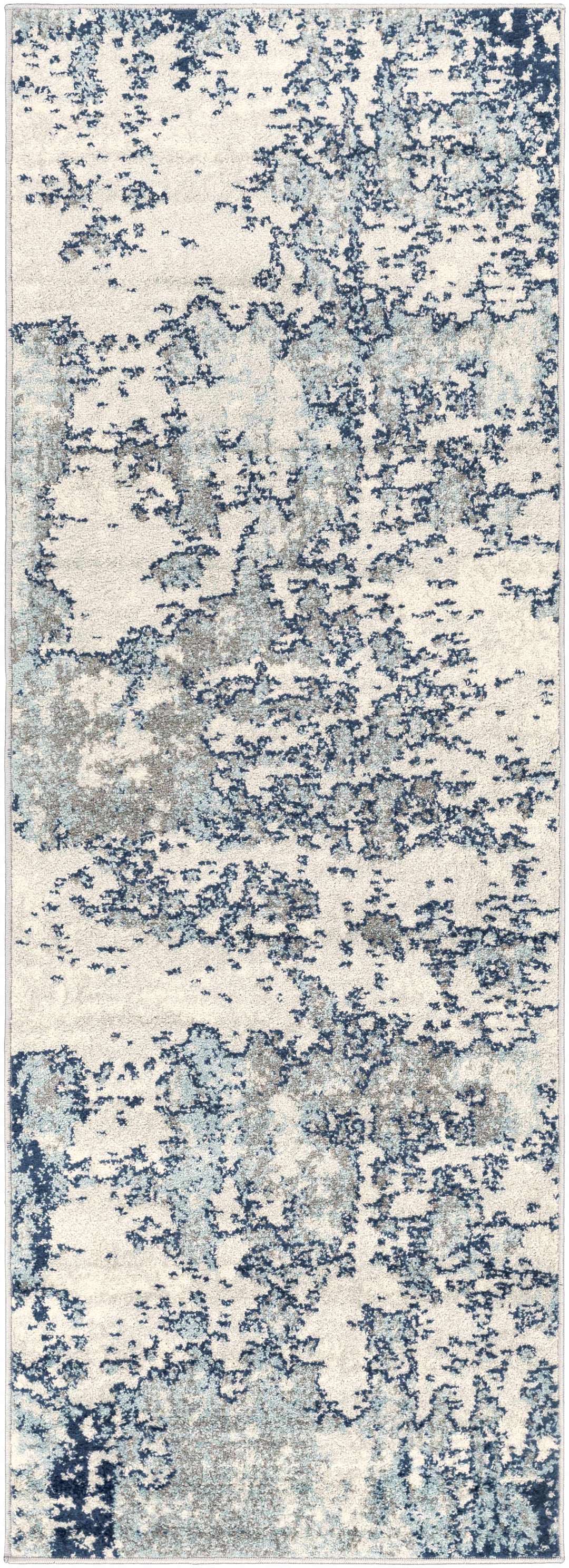 Beverly Modern Abstract Design Blue And Ivory Area Rug