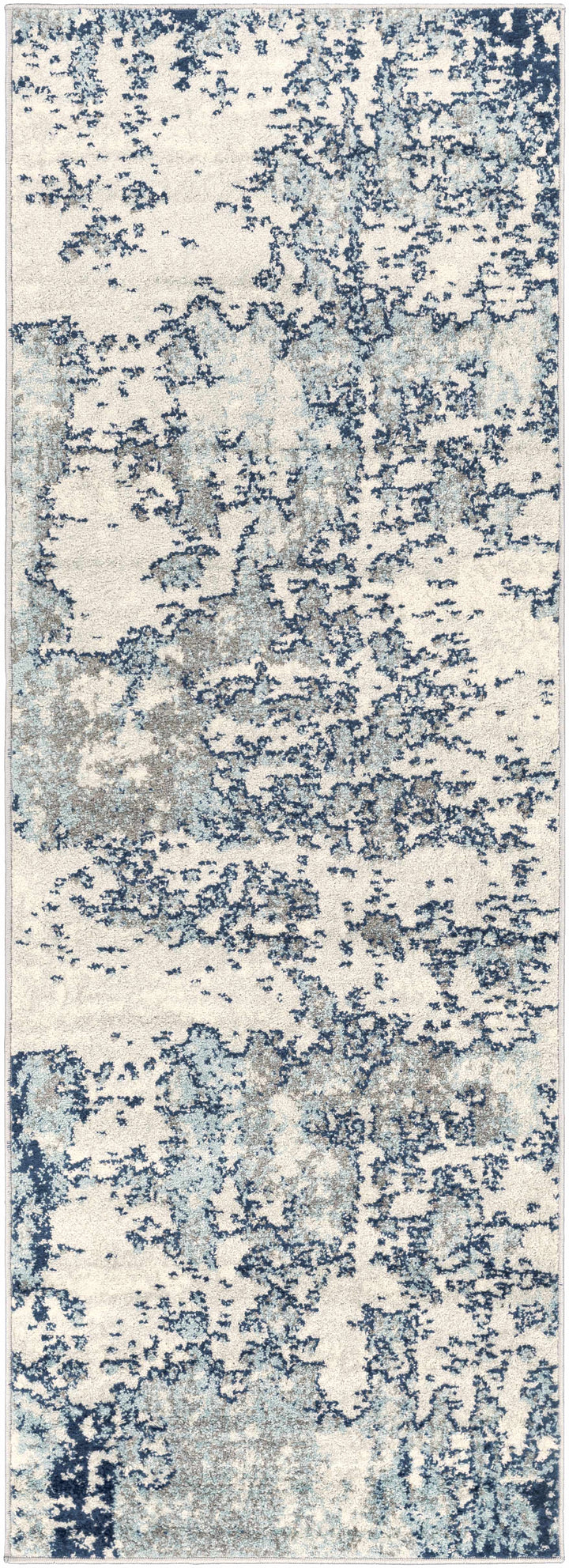 Beverly Modern Abstract Design Blue And Ivory Area Rug