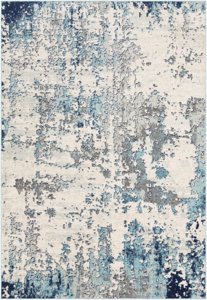 Beverly Modern Abstract Design Blue And Ivory Area Rug