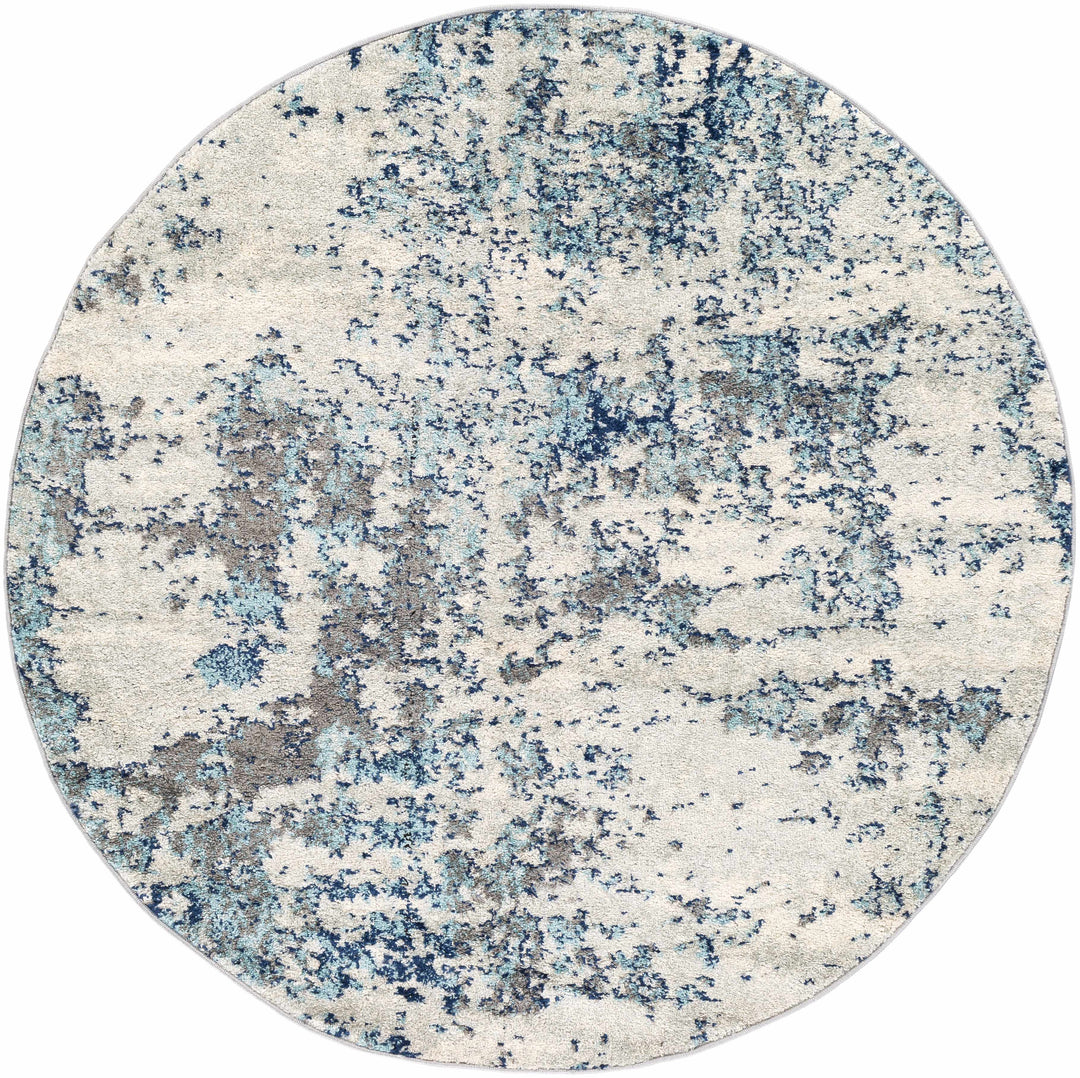 Beverly Modern Abstract Design Blue And Ivory Area Rug