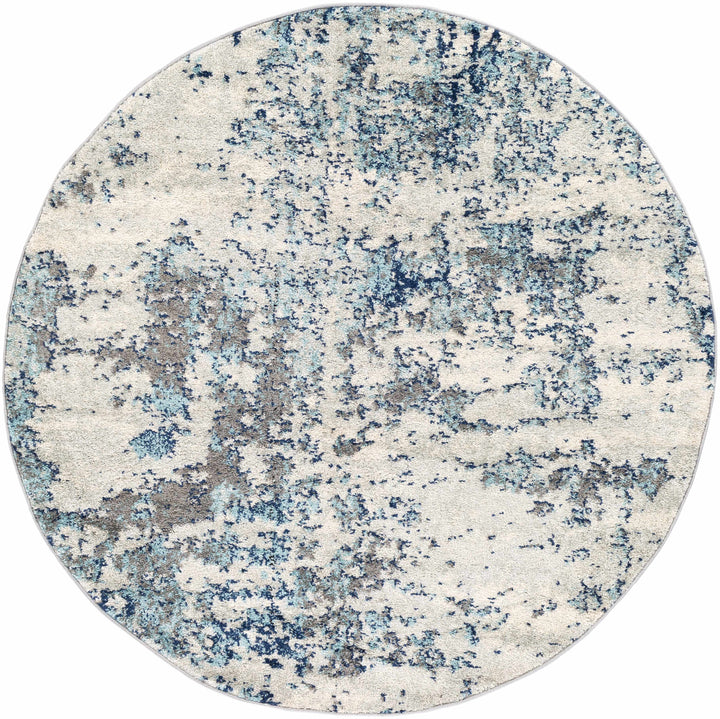 Beverly Modern Abstract Design Blue And Ivory Area Rug