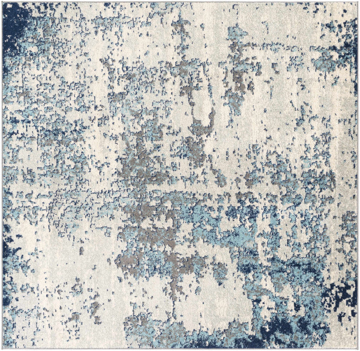 Beverly Modern Abstract Design Blue And Ivory Area Rug