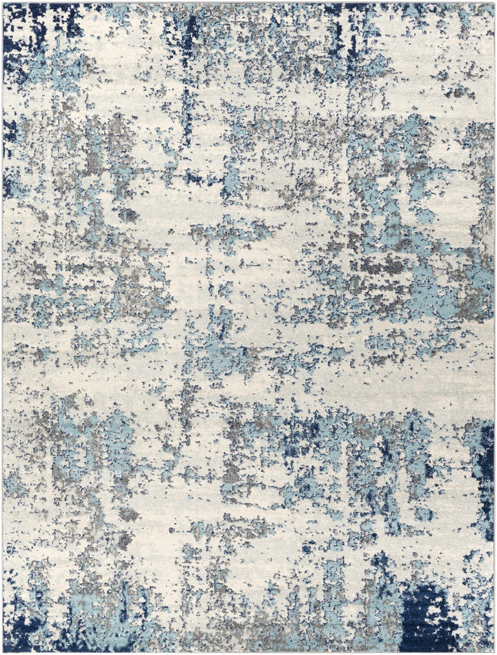 Beverly Modern Abstract Design Blue And Ivory Area Rug