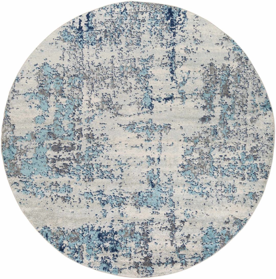 Beverly Modern Abstract Design Blue And Ivory Area Rug