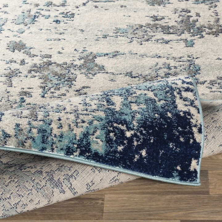 Beverly Modern Abstract Design Blue And Ivory Area Rug