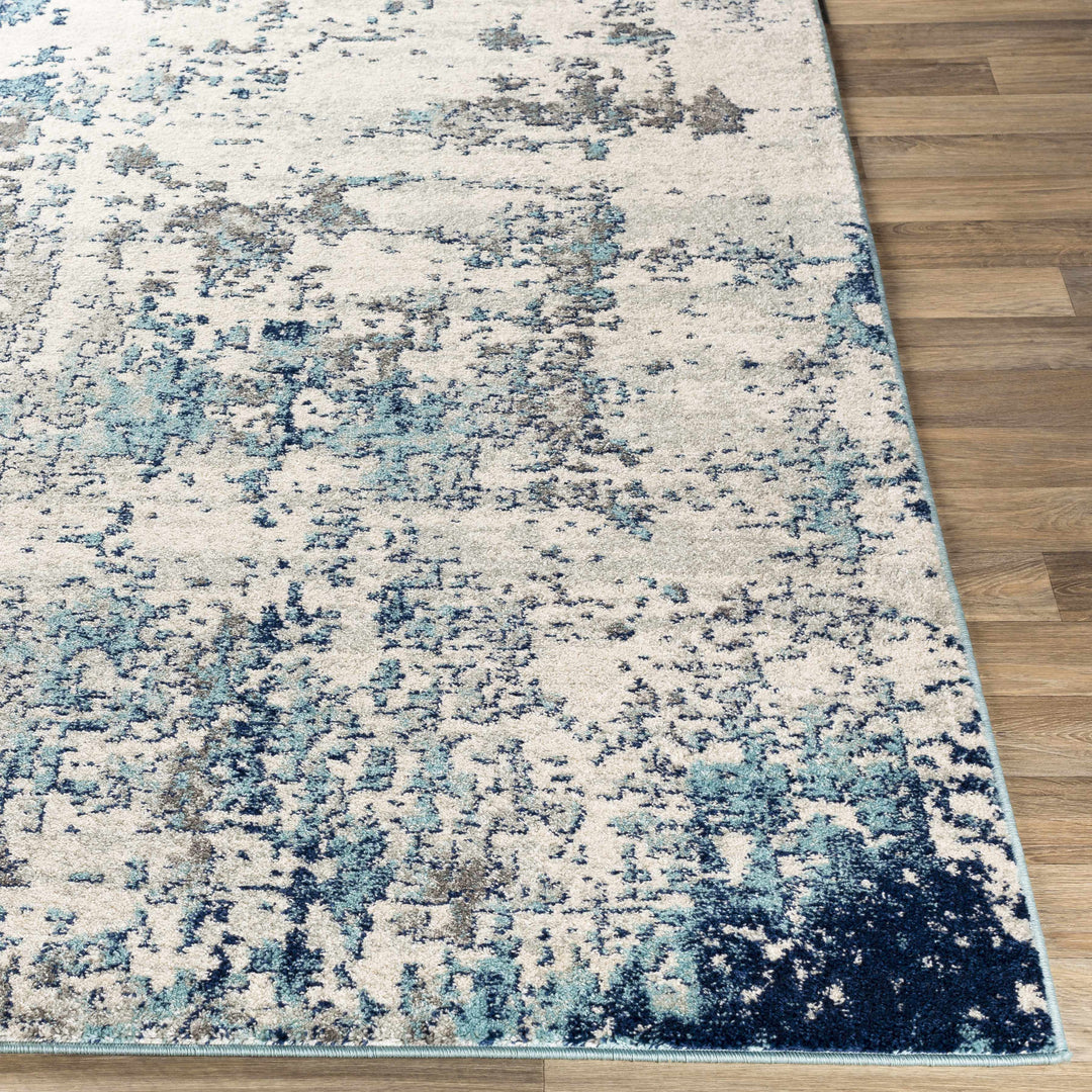 Beverly Modern Abstract Design Blue And Ivory Area Rug