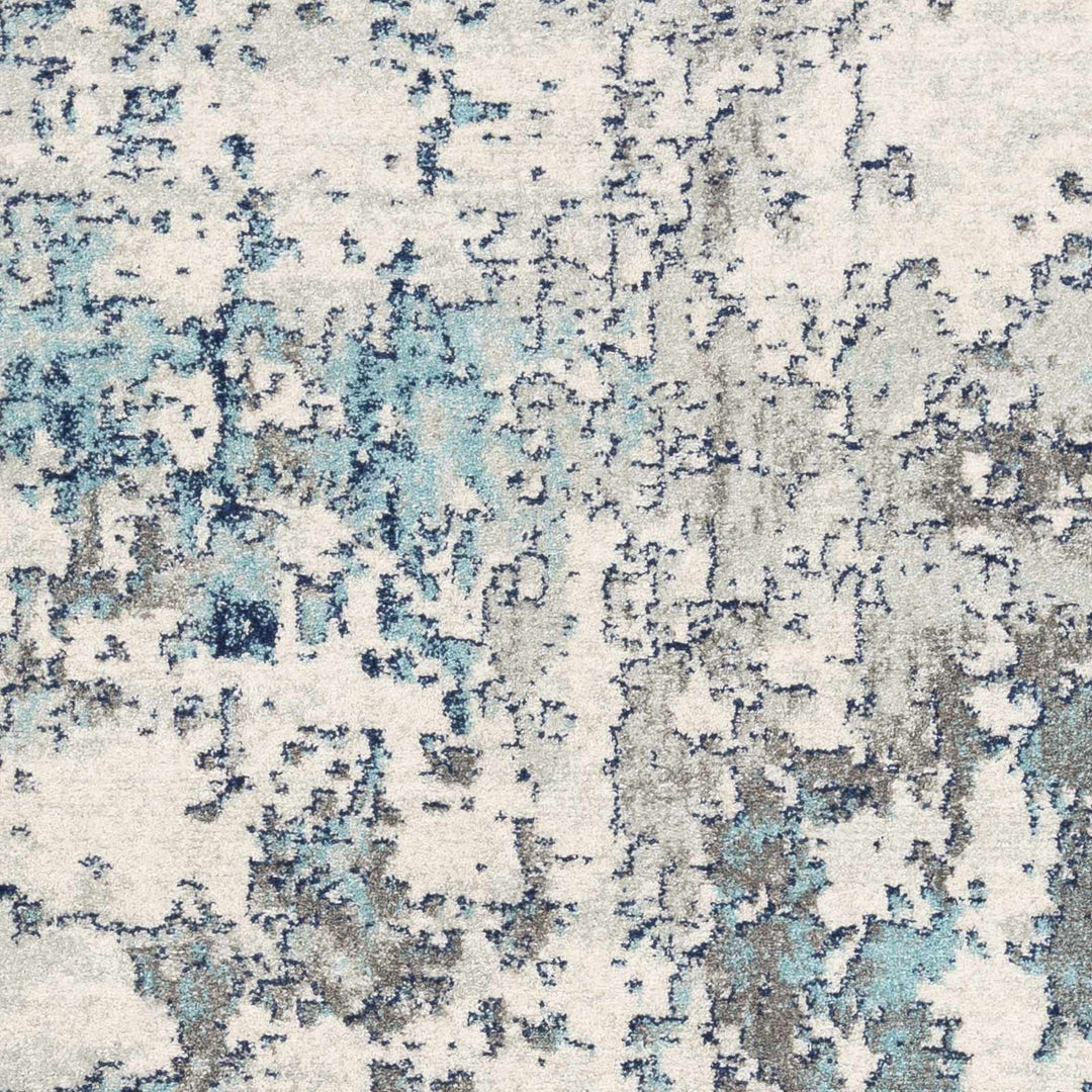 Beverly Modern Abstract Design Blue And Ivory Area Rug