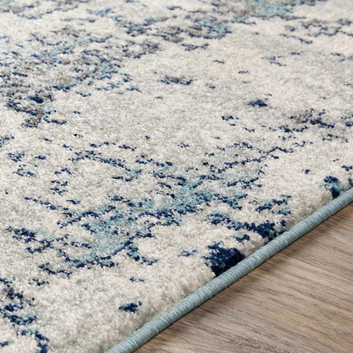Beverly Modern Abstract Design Blue And Ivory Area Rug
