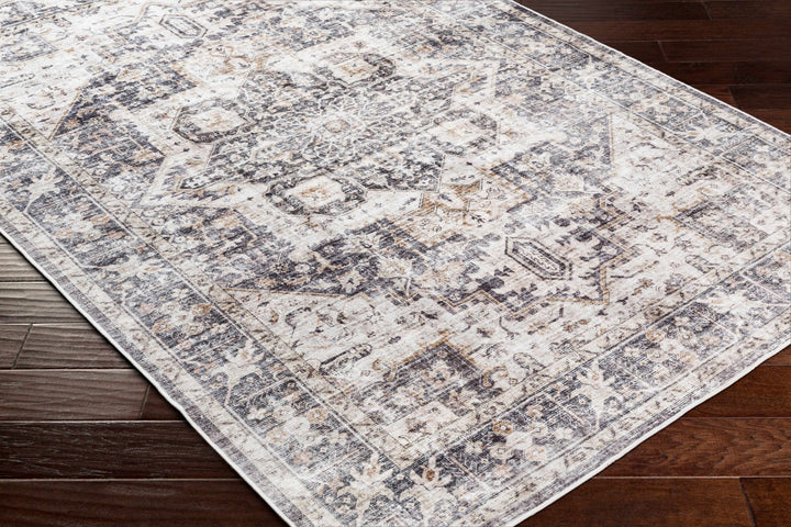 Bevin Brown And Gray Traditional Washable Area Rug - The Rug Decor