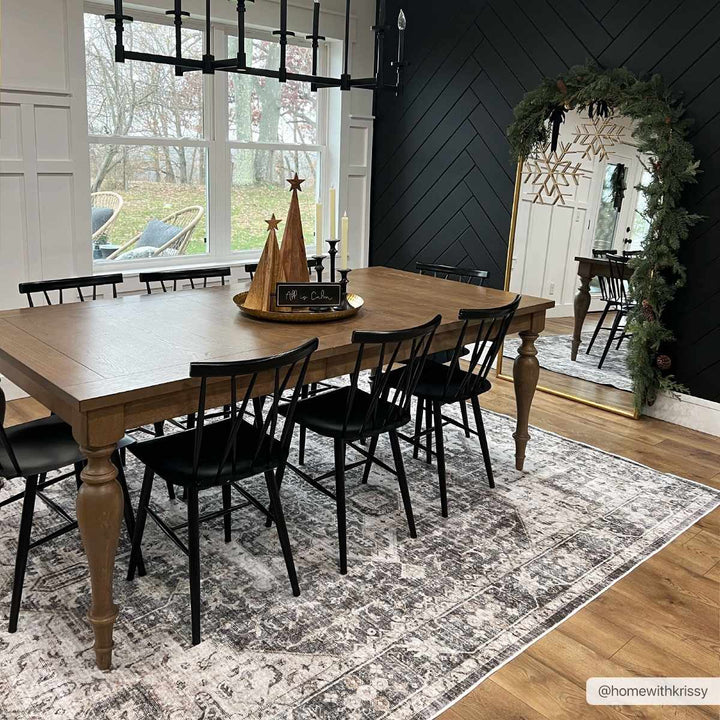 Bevin Brown And Gray Traditional Washable Area Rug - The Rug Decor