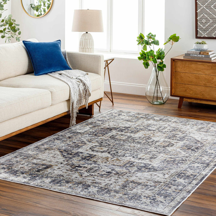 Bevin Brown And Gray Traditional Washable Area Rug - The Rug Decor