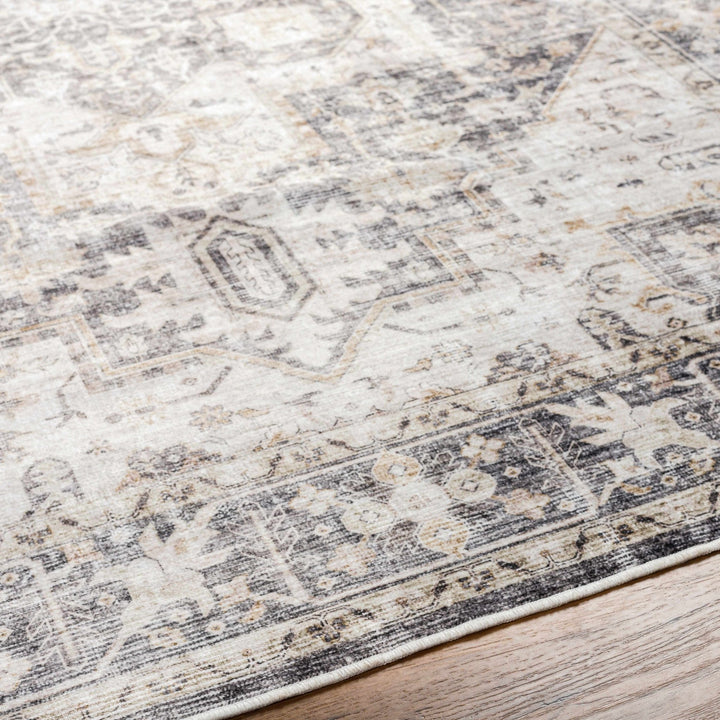Bevin Brown And Gray Traditional Washable Area Rug - The Rug Decor