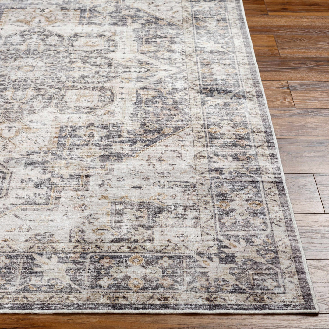 Bevin Brown And Gray Traditional Washable Area Rug - The Rug Decor