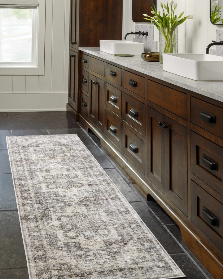 Bevin Brown And Gray Traditional Washable Area Rug - The Rug Decor