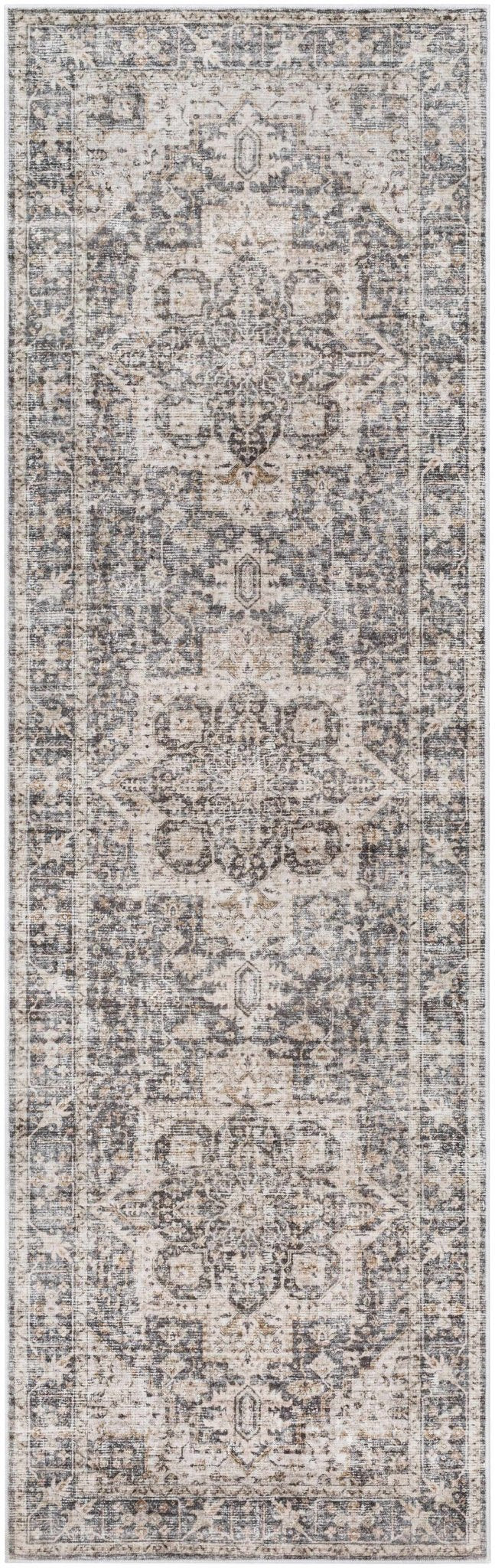 Bevin Brown And Gray Traditional Washable Area Rug - The Rug Decor