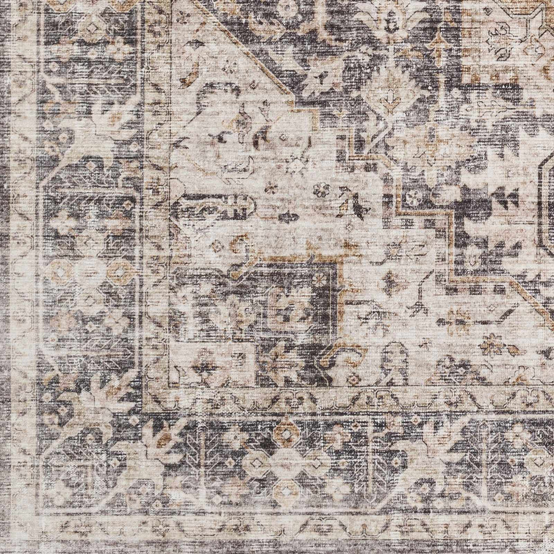 Bevin Brown And Gray Traditional Washable Area Rug - The Rug Decor