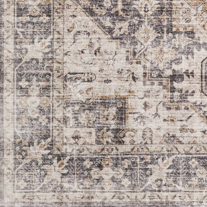Bevin Brown And Gray Traditional Washable Area Rug - The Rug Decor