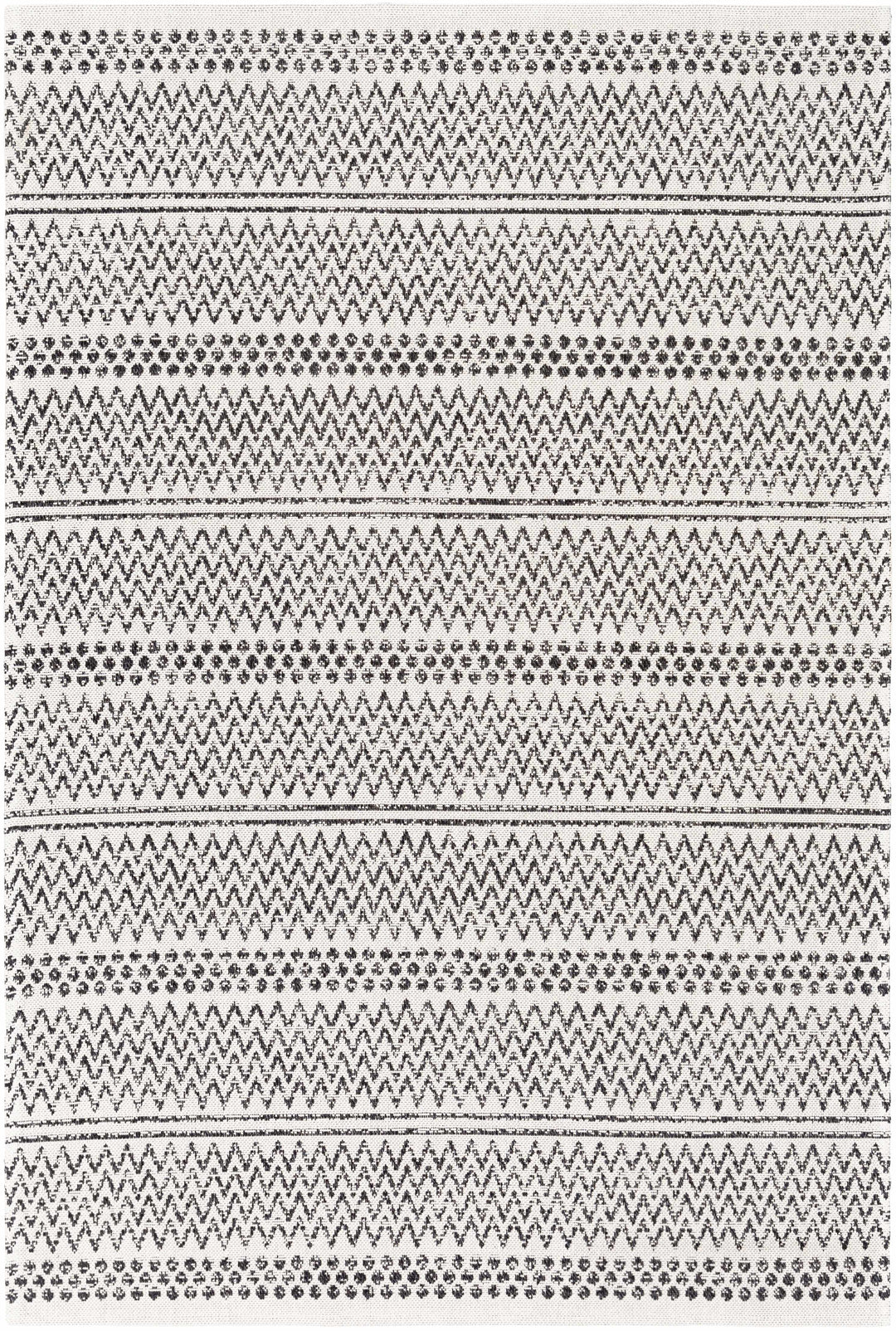 Bewbush Modern Style Ivory And Black Washable Area Rug