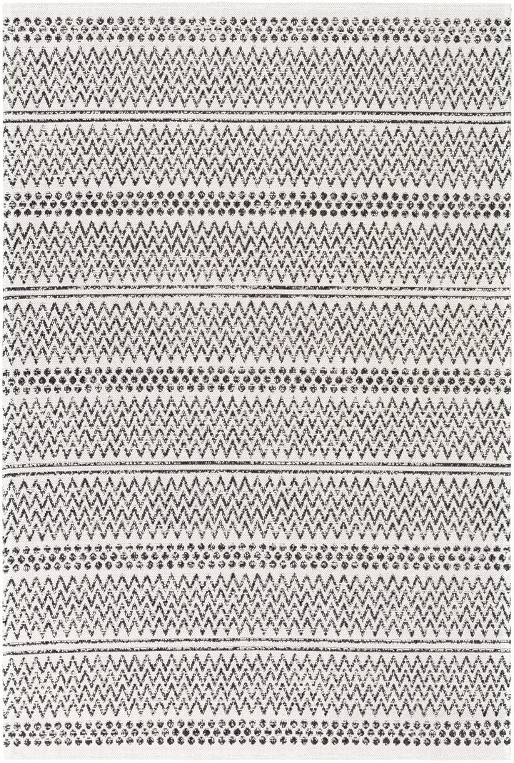 Bewbush Modern Style Ivory And Black Washable Area Rug