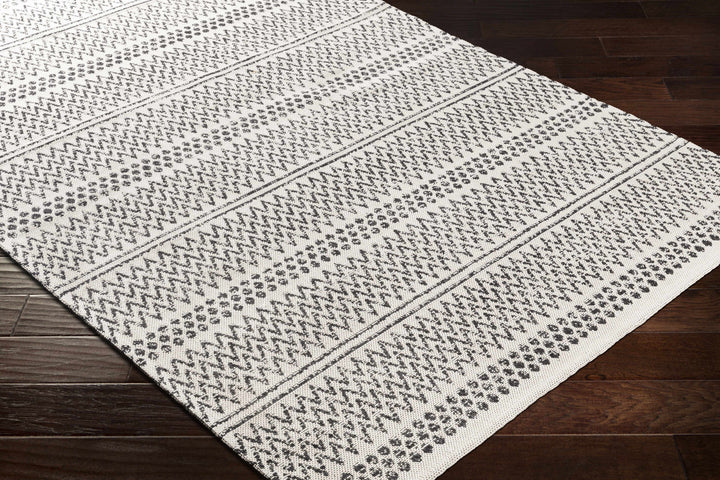 Bewbush Modern Style Ivory And Black Washable Area Rug