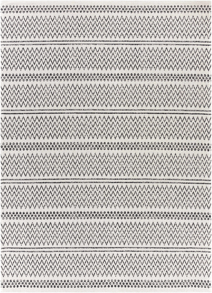 Bewbush Modern Style Ivory And Black Washable Area Rug