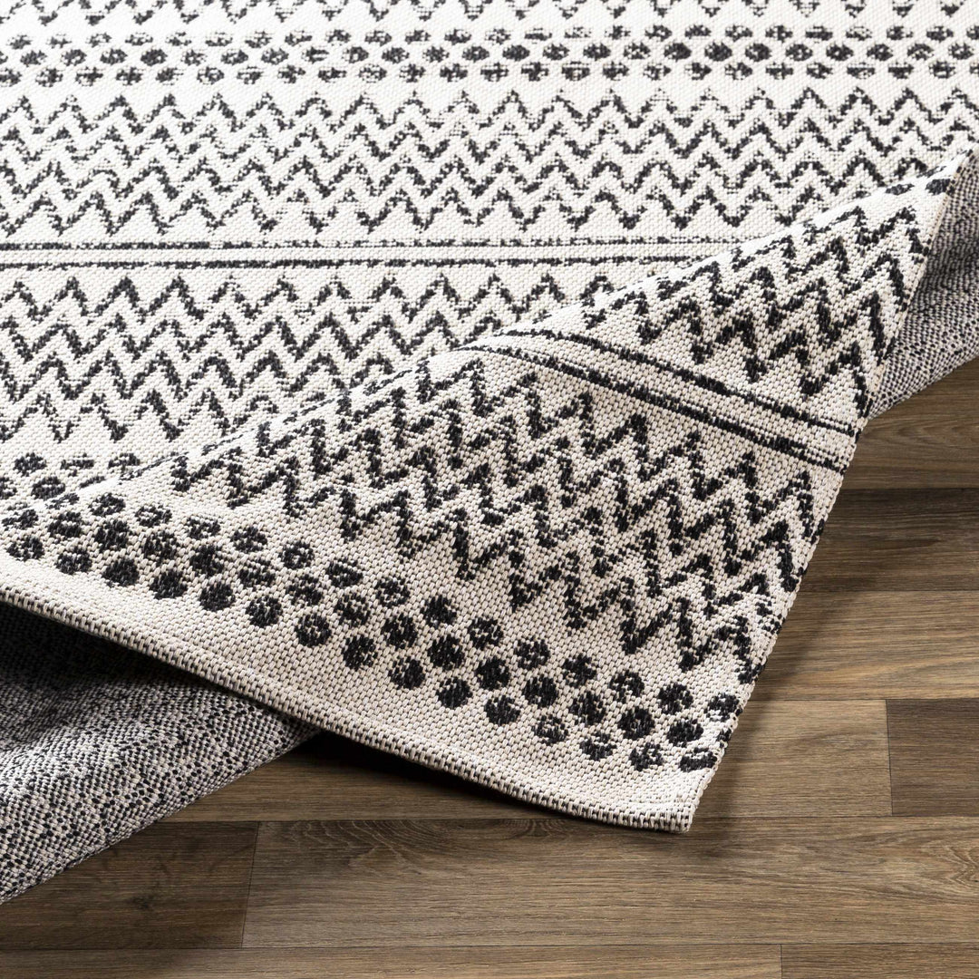Bewbush Modern Style Ivory And Black Washable Area Rug