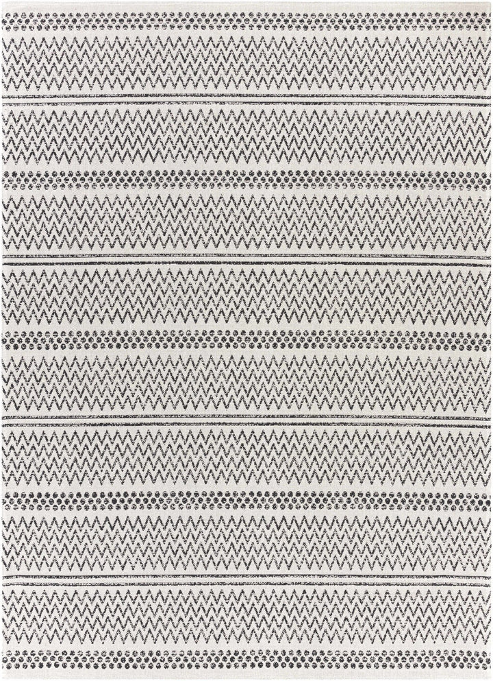 Bewbush Modern Style Ivory And Black Washable Area Rug - The Rug Decor