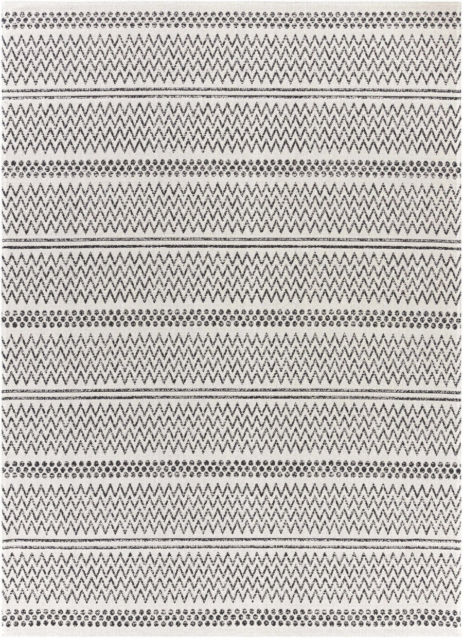 Bewbush Modern Style Ivory And Black Washable Area Rug - The Rug Decor