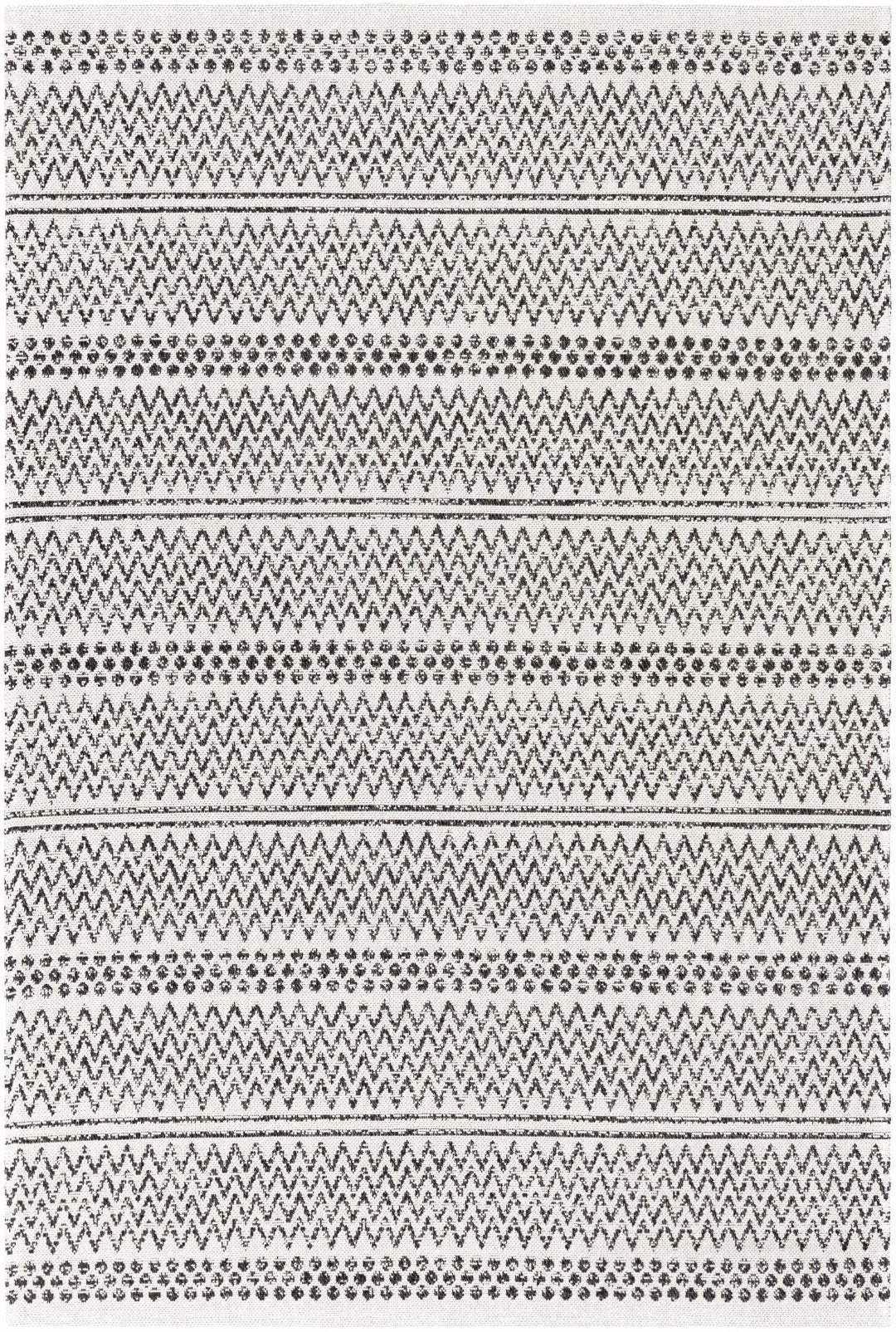 Bewbush Modern Style Ivory And Black Washable Area Rug - The Rug Decor