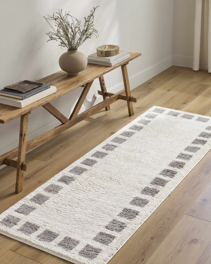 Beynon Modern Geometrical Beige And Charcoal Washable Area Rug - The Rug Decor