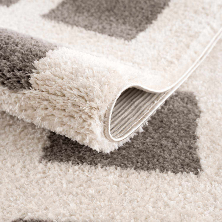 Beynon Modern Geometrical Beige And Charcoal Washable Area Rug - The Rug Decor